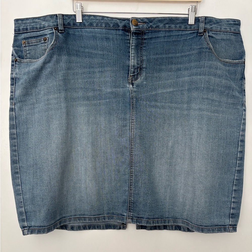 Classic Blue Denim Pencil Skirt - Women's